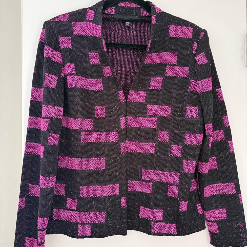 Ming Wang Black and Pink Geometric Blazer